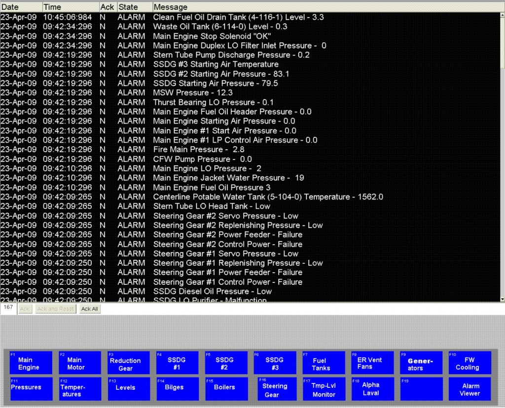 W HMI alarm screen